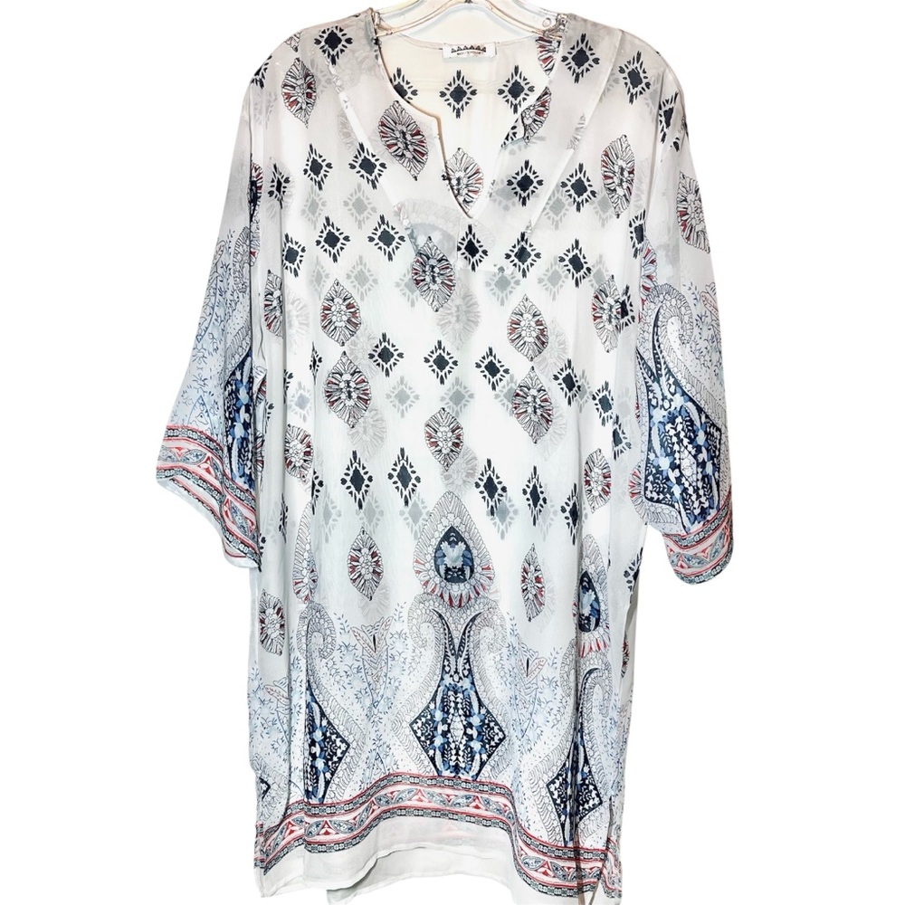 Boutique Sheer Oversized Swimsuit Cover Up Dress Tunic Boho Beach Chic Paisley‎
